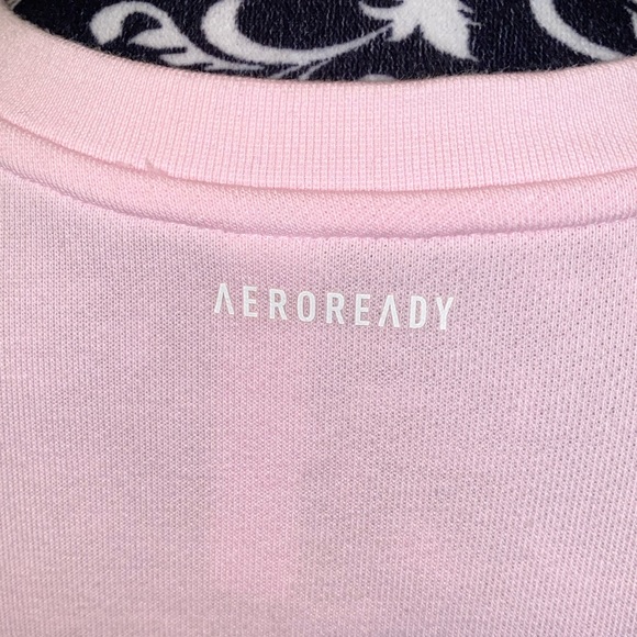 Adidas PRIMEGREEN Cropped Sweatshirt Pink Gold 3 stripes sleeves - Picture 9 of 9